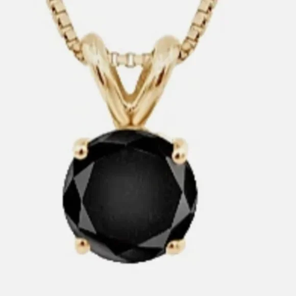 2.75ct Natural Black Diamond Pendant • 14K Yellow Gold (Chain Not Included) - Picture 5 of 15